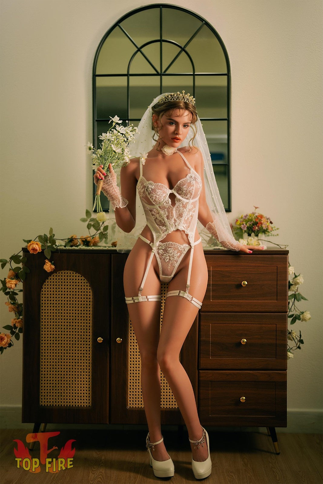 158cm (5ft2") D-Cup Dark Tan Silicone Sex Doll with Auto Blowjob – Casey T41