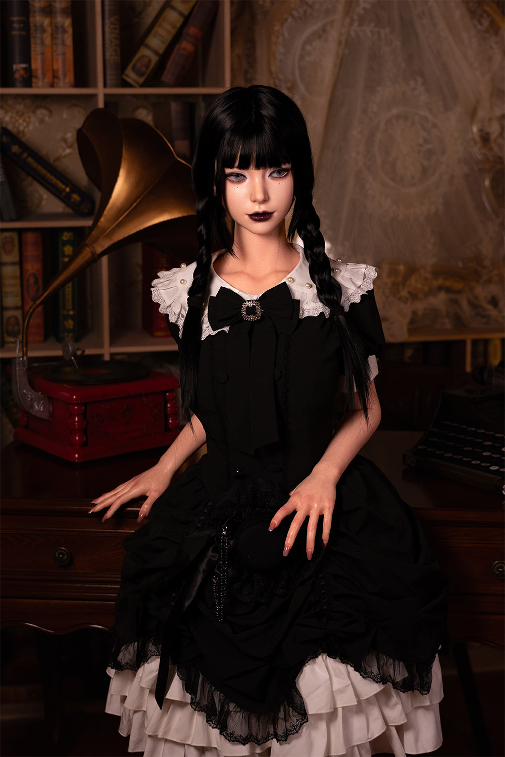 150cm (4ft11") Petite Goth Wednesday Addams Silicone Sex Doll – Raven Gothic