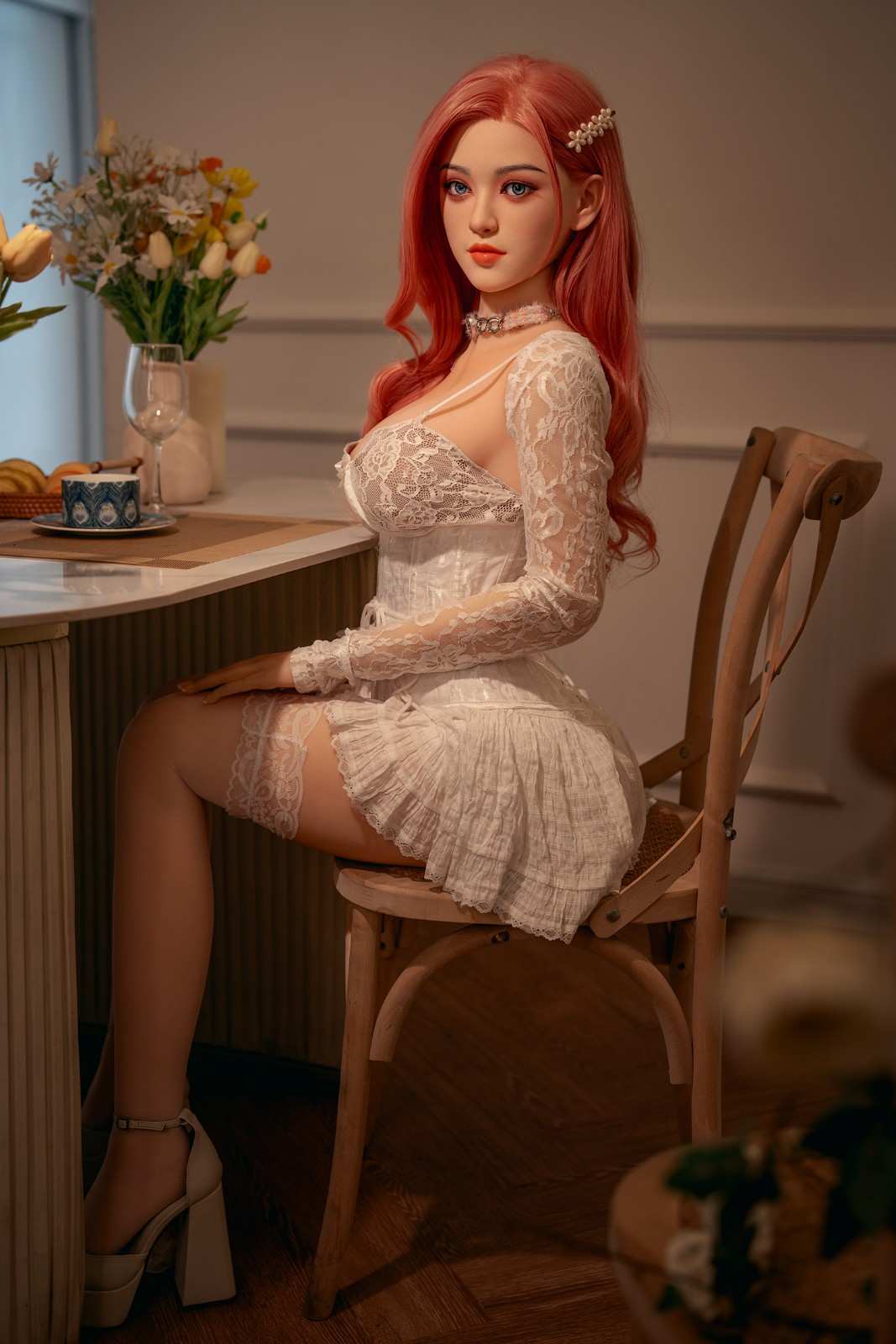 160cm (5'3) C-cup Sex Doll Pink Hair Anime Asian with Silicone Head and TPE body - In Stock | US Only
