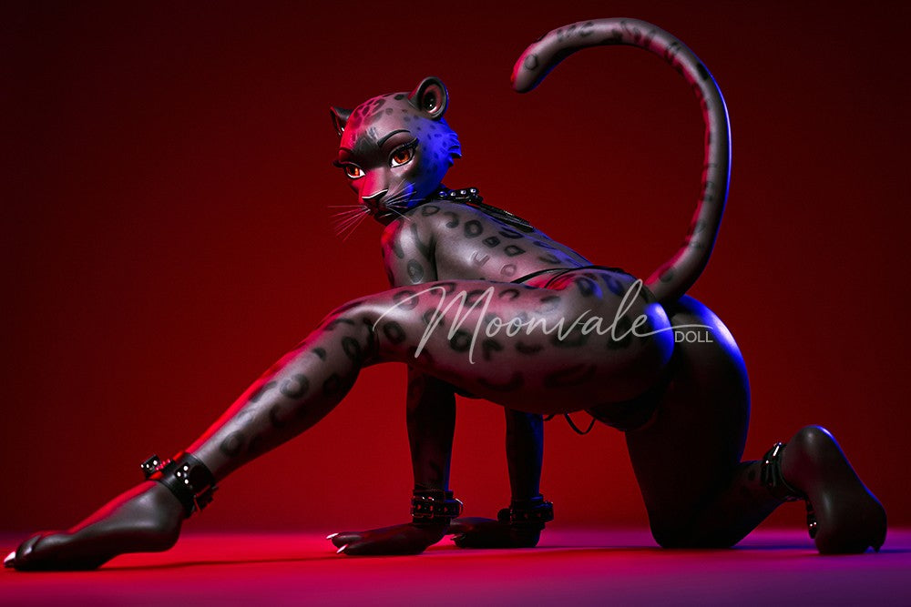 165cm (5ft5") Black Panther Furry Silicone Fantasy Sex Doll with Movable Jaw - Velara