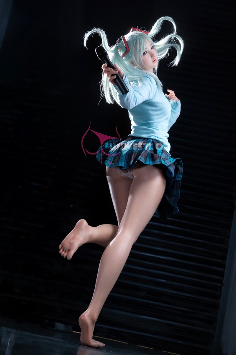 FunWest Doll 159cm (5ft2") Anime Cosplay Silicone Sex Doll - Sky Blue Hair - A-Cup - Amy - In Stock | EU Only