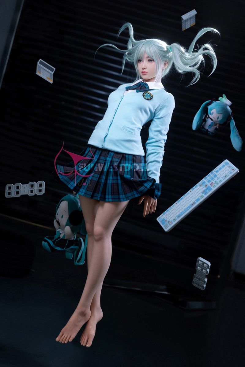 FunWest Doll 159cm (5ft2") Anime Cosplay Silicone Sex Doll - Sky Blue Hair - A-Cup - Amy - In Stock | EU Only