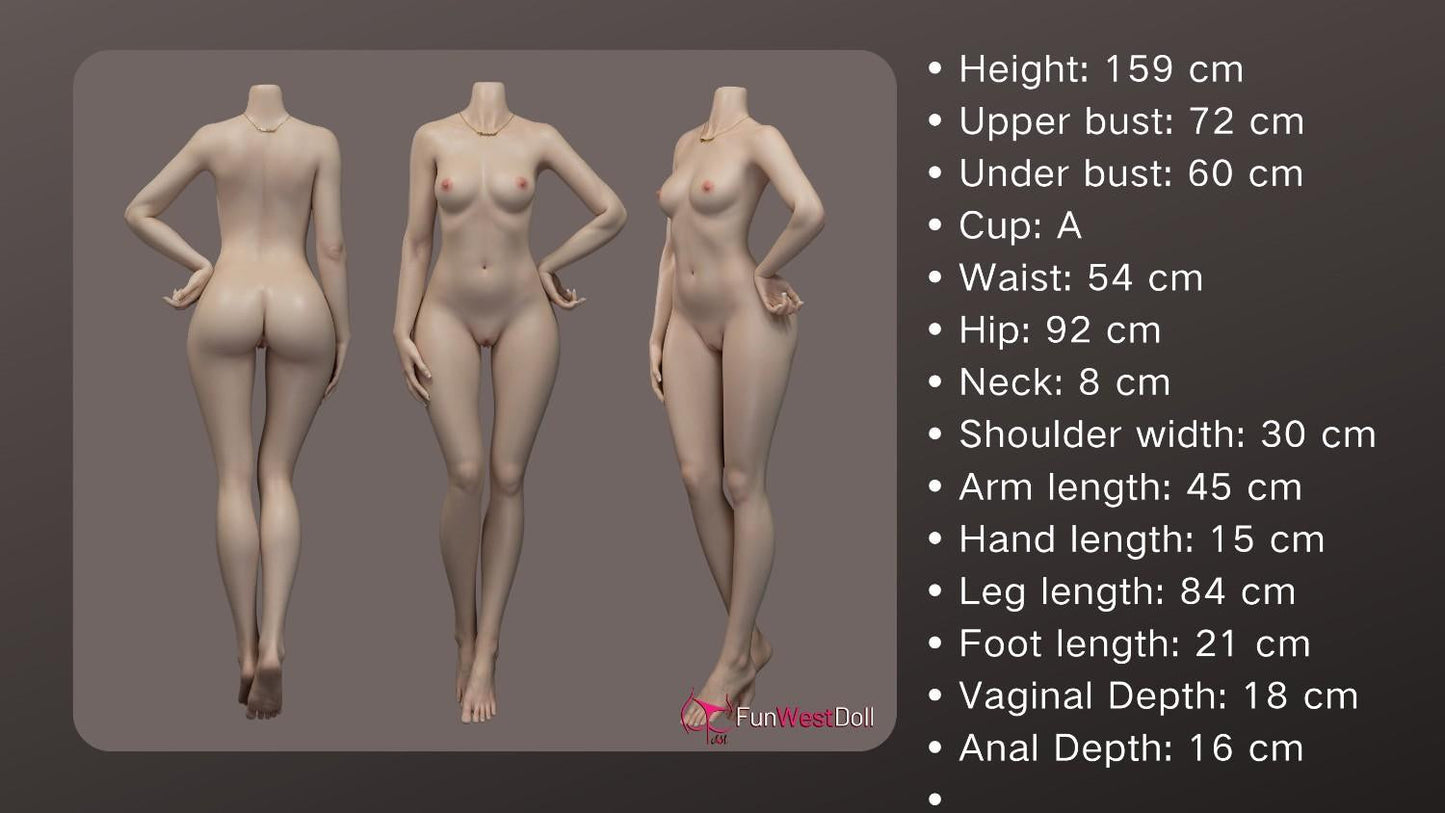 FunWest Doll 159cm (5ft2") Anime Cosplay Silicone Sex Doll - Sky Blue Hair - A-Cup - Amy - In Stock | US Only